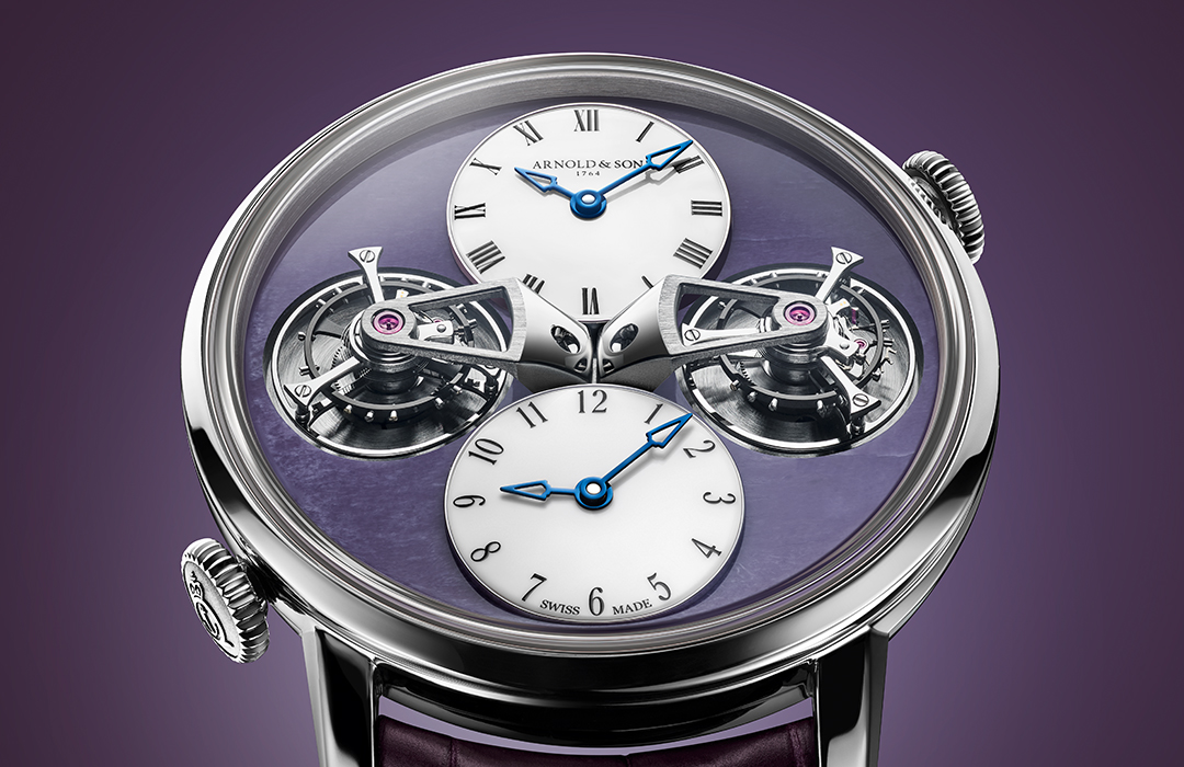 Arnold & Son Double Tourbillon White Gold Charoite Edition: la elegancia de lo excepcional